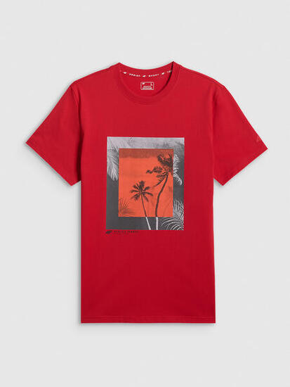 T-shirt regular z nadrukiem męski 4F 4FWSS26TTSHM3034