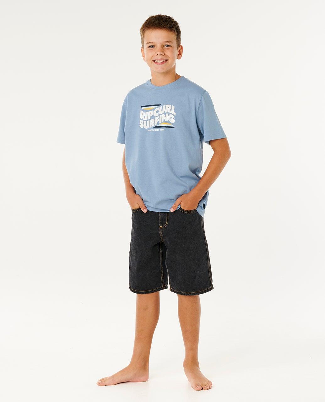 T-shirt Garçon Streamline Big Logo Tee - Faded Denim 4/7