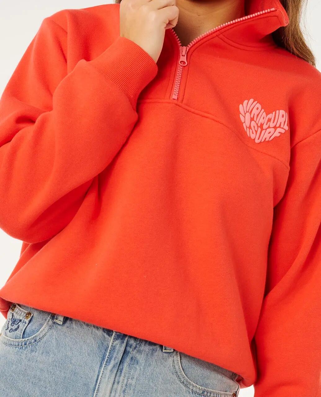 Felpa Donna Rc Heart Half Zip - Red 5/6