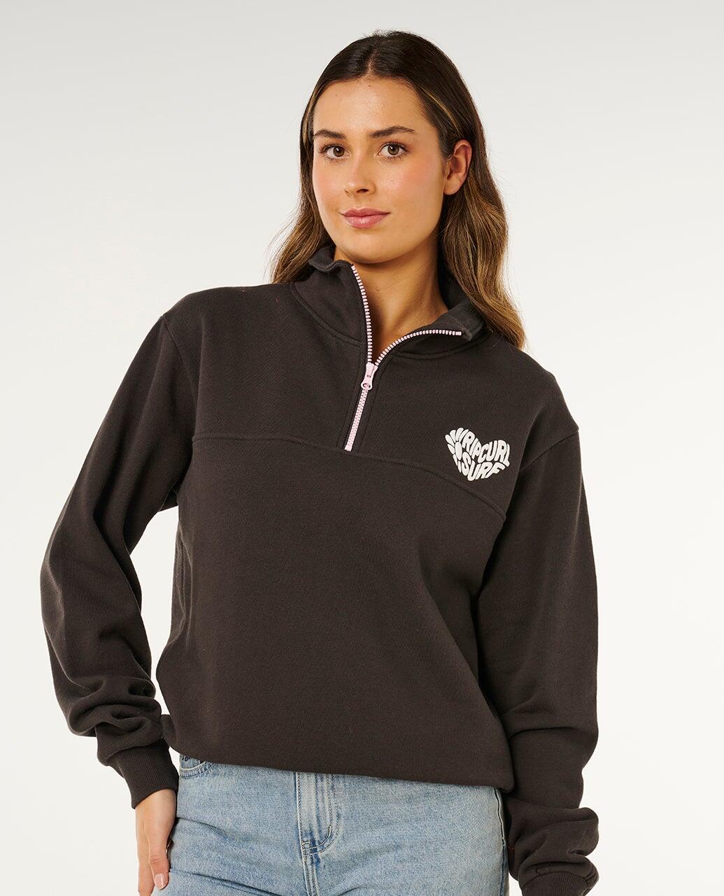 Sweat Femme Rc Heart Half Zip - Washed Black 6/6