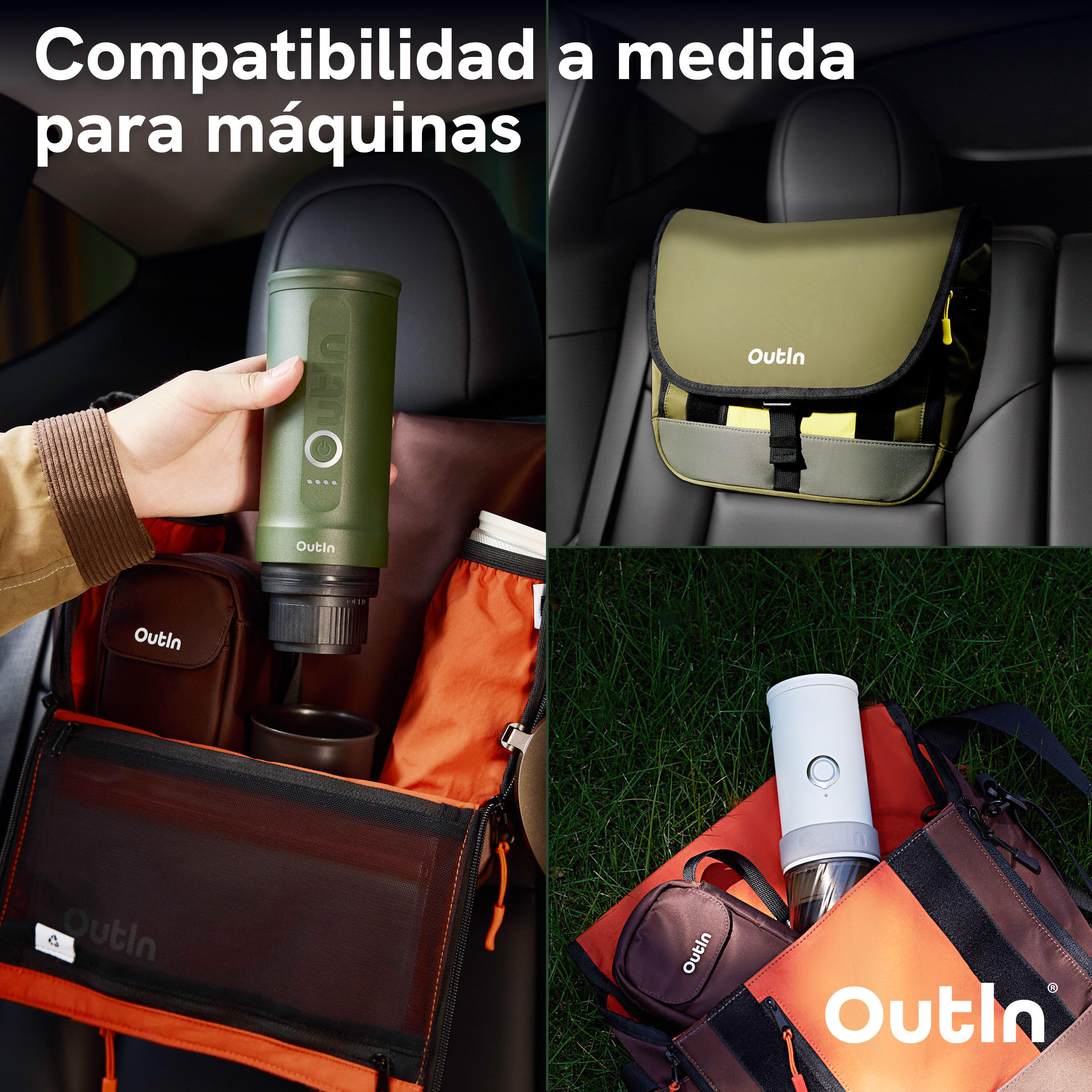 Outin Flex Messenger bolsa bandolera resistente al agua, verde 2/5