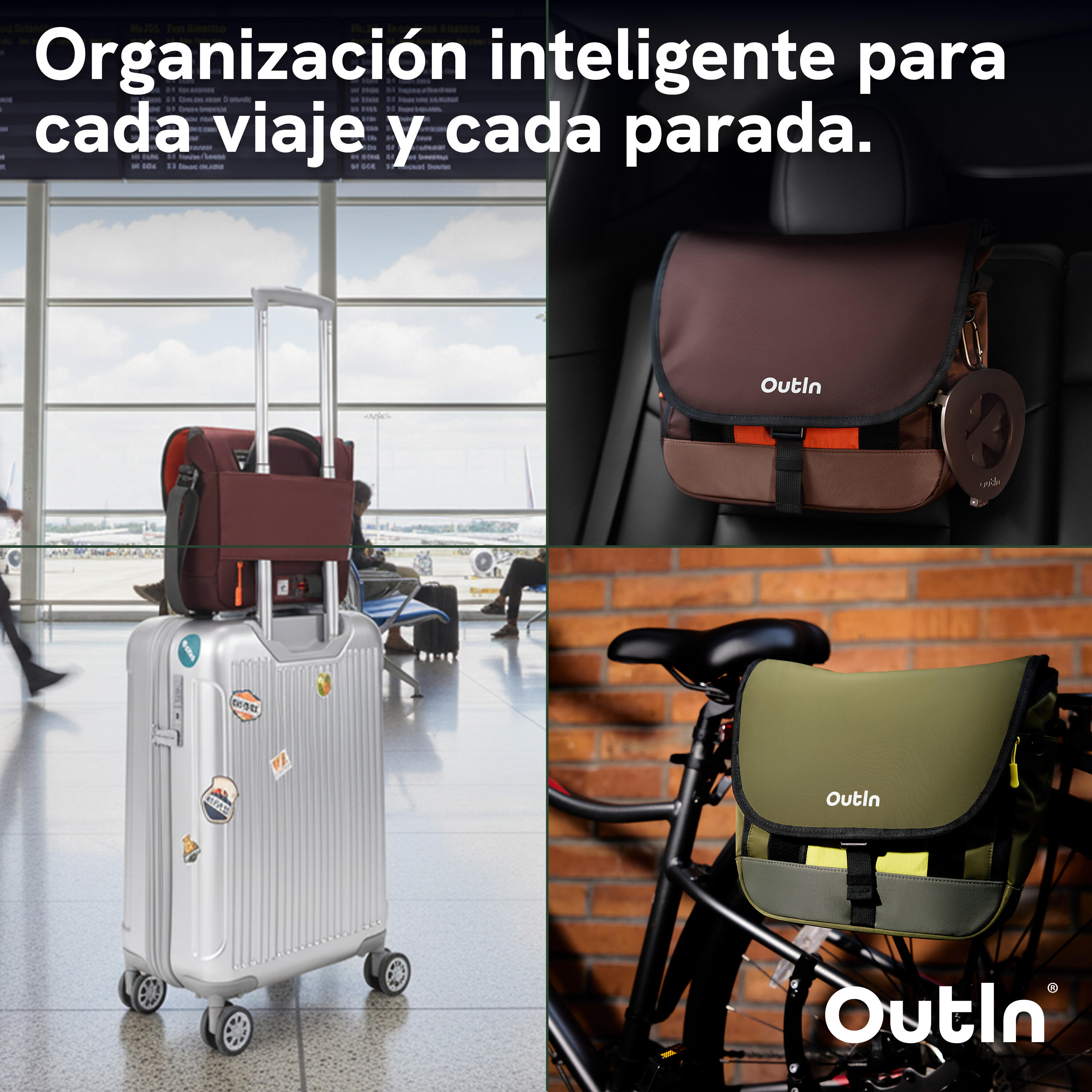 Outin Flex Messenger bolsa bandolera resistente al agua, verde 4/5
