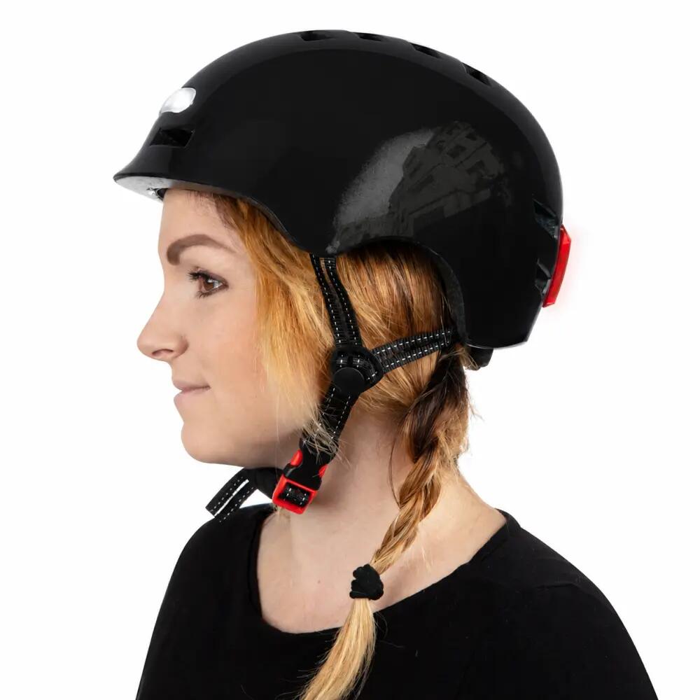 Kask ochronny z LED BLUETOUCH - czarny, błyszczący, L 2/4