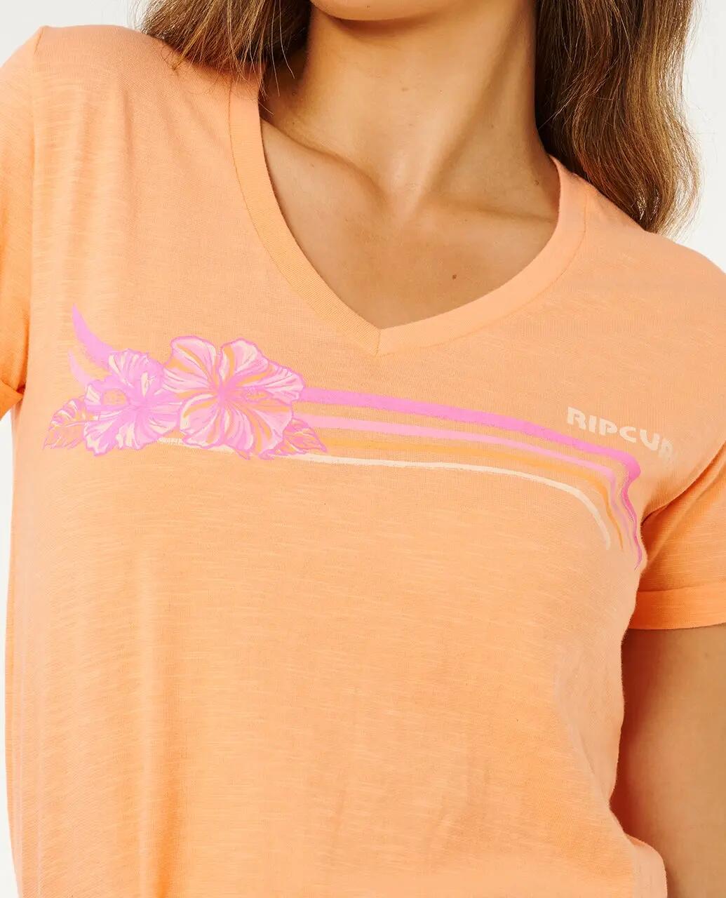 T-shirt Mulher Molokaï imprimé V - Salmon 5/6
