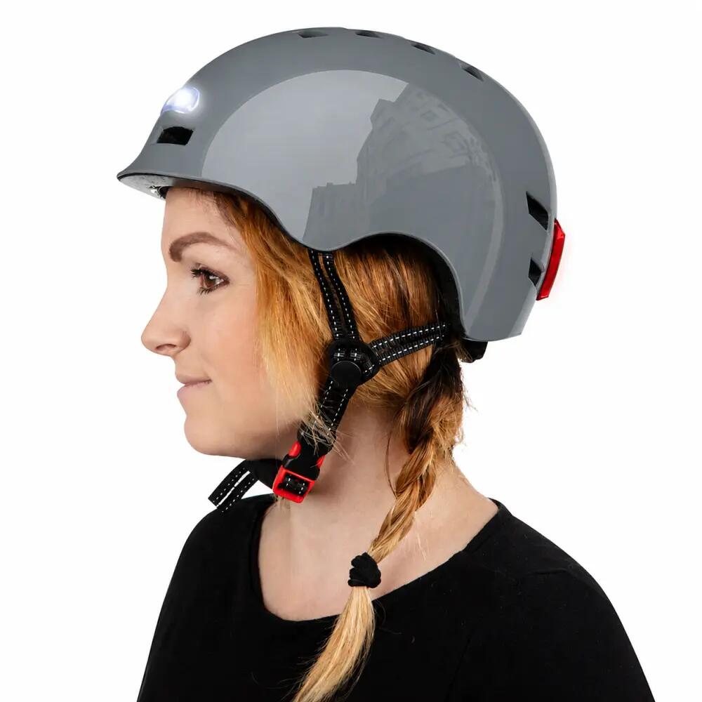 Kask ochronny z LED BLUETOUCH - szary, błyszczący, L 2/5