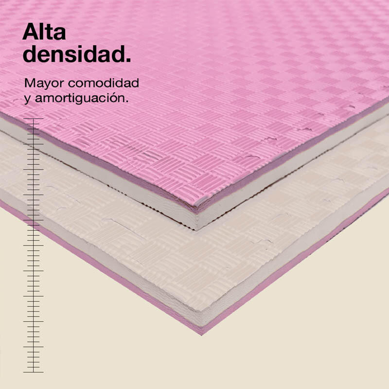 Tatame puzzle 1x1m 2cm, Modelo 5 linhas Rosa/Branco 2/6