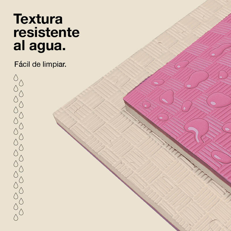 Tatame puzzle 1x1m 2cm, Modelo 5 linhas Rosa/Branco 5/6