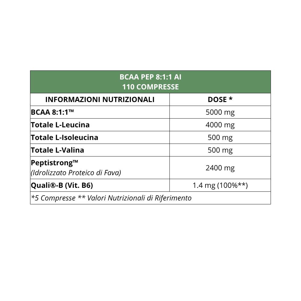 BCAA Pep 8:1:1 AI (110 compresse) Aminoacidi Ramificati BCAA 5/5
