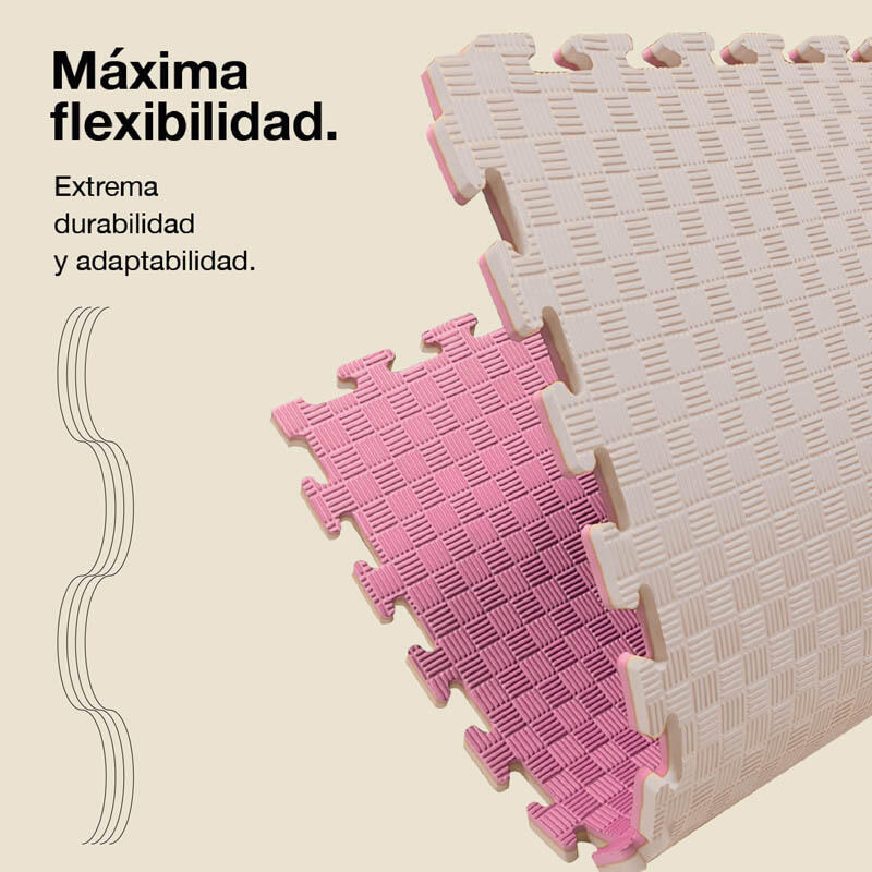 Tatame puzzle 1x1m 2cm, Modelo 5 linhas Rosa/Branco 6/6