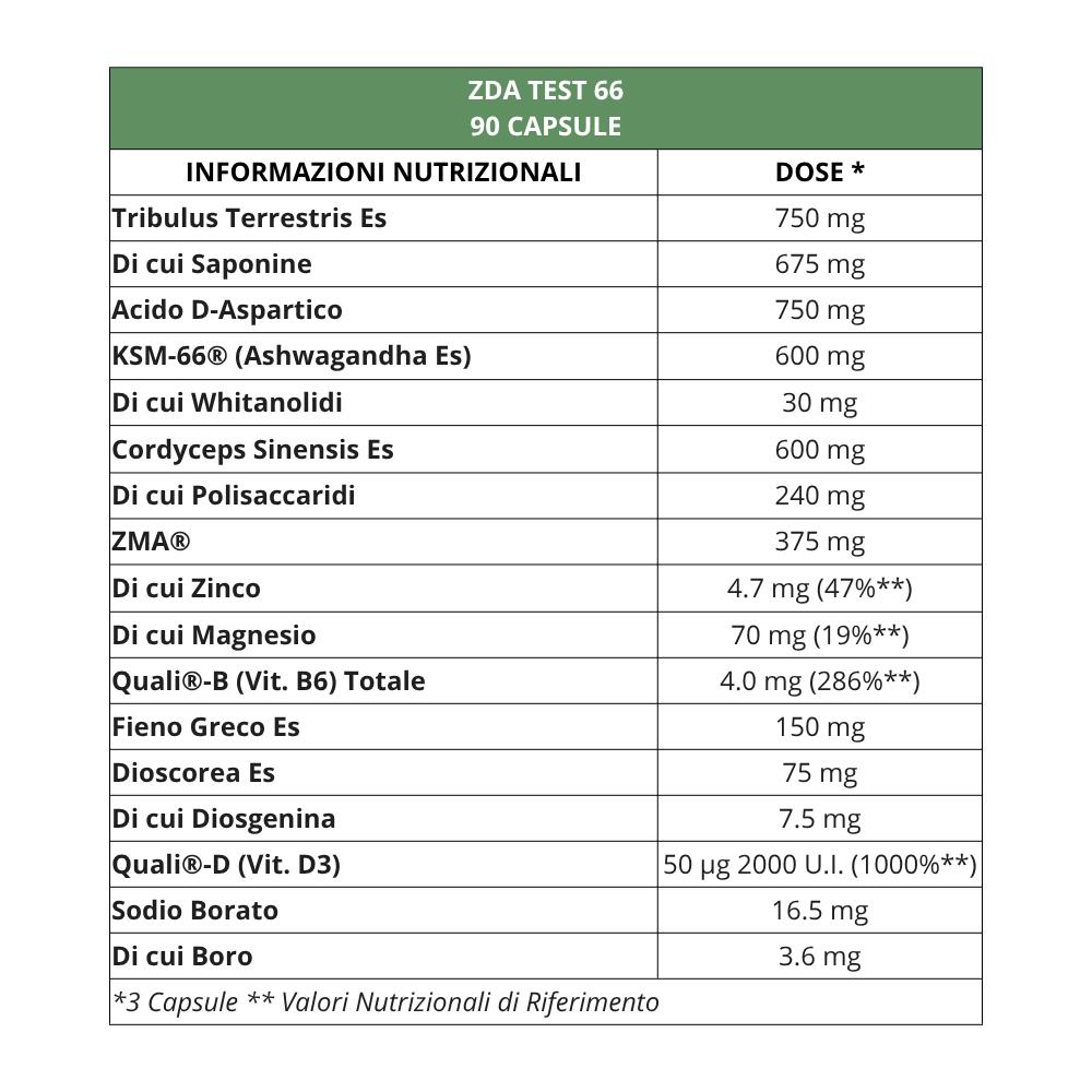 ZDA TEST 66 (90 caps) Stimolatore naturale ormone testosterone 5/5