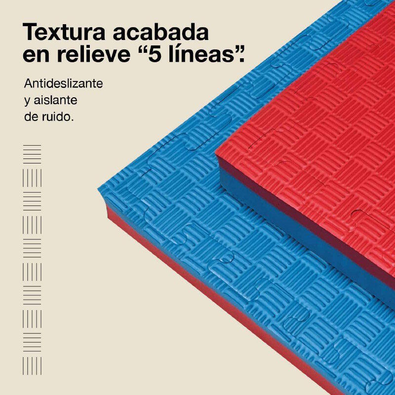 JOWY Tatame puzzle 1x1m 5cm, Modelo 5 linhas Azul/Vermelho 4/6