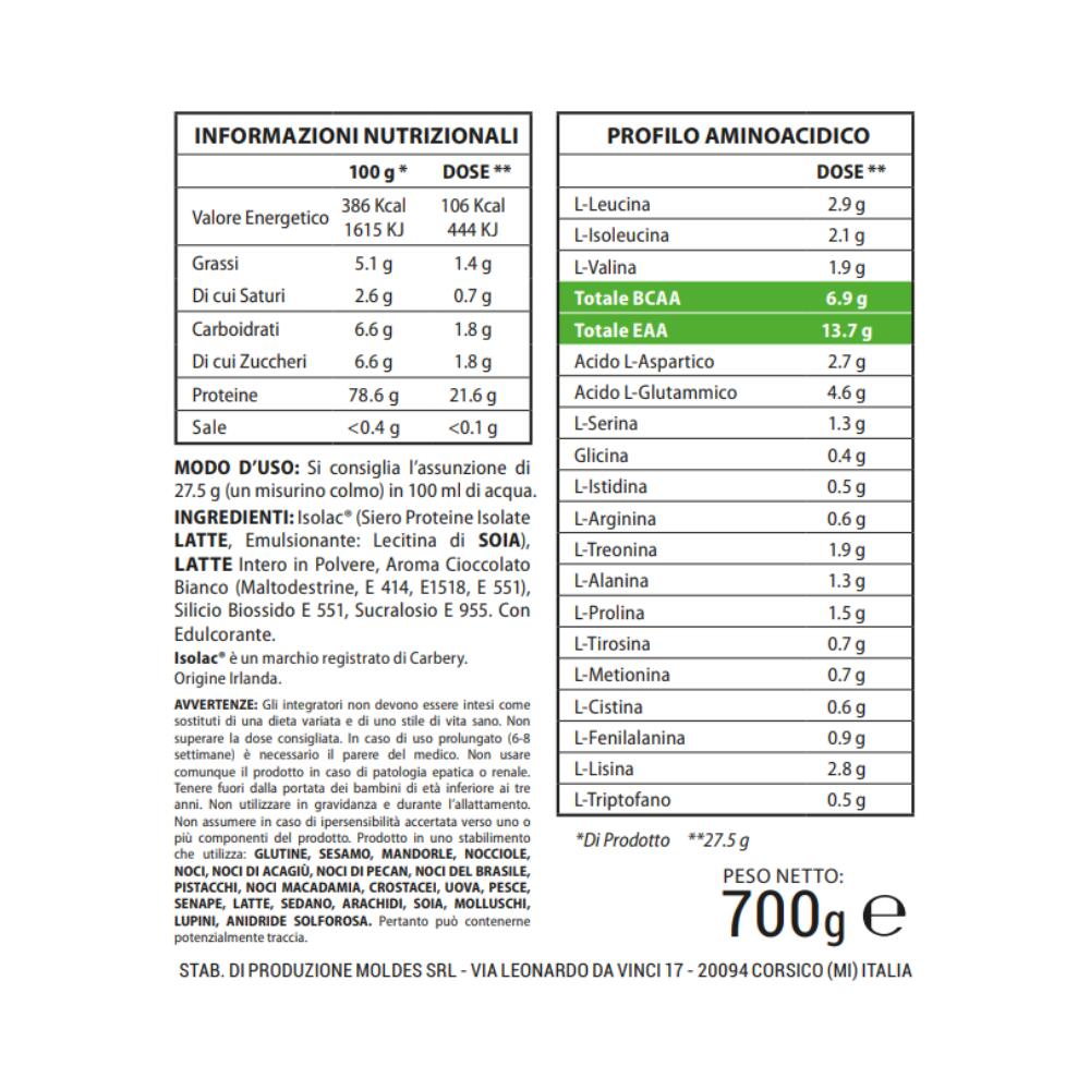 Isolate-Pro Grass-Fed 700g Cioccolato Bianco, Sieroproteine isolate del latte 5/5