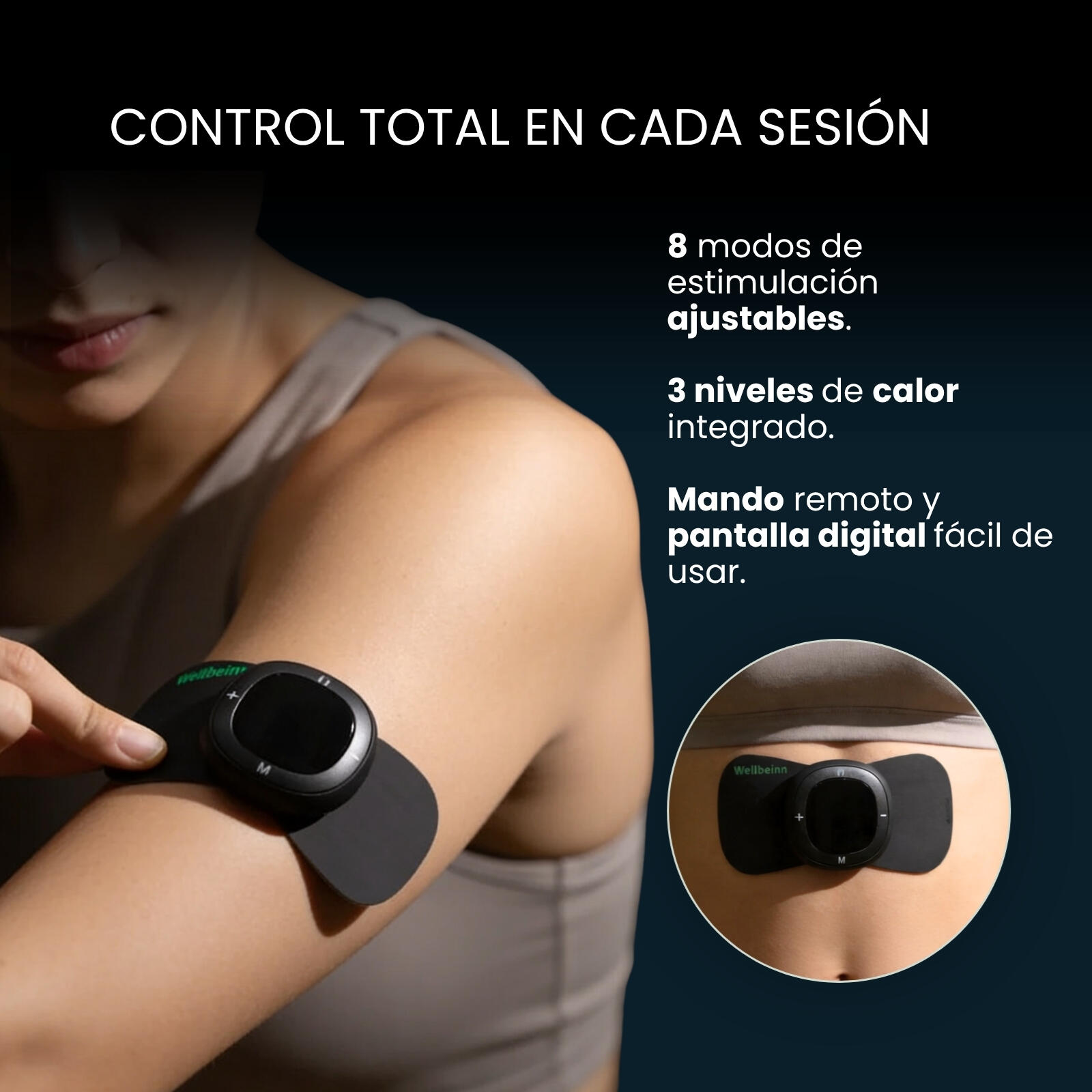 VIBINN 01 by Wellbeinn — Electroestimulador EMS Muscular con Calor | Recuperació 3/7