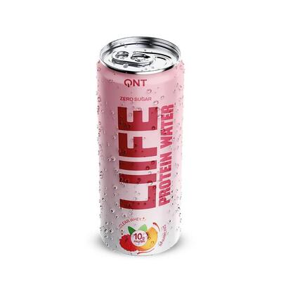 Bruisend proteïnewater clear whey framboos perzik