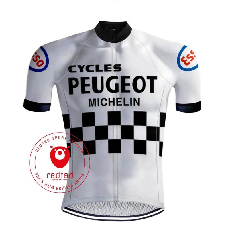 MAILLOT CYCLISME VINTAGE PEUGEOT BLANC - REDTED