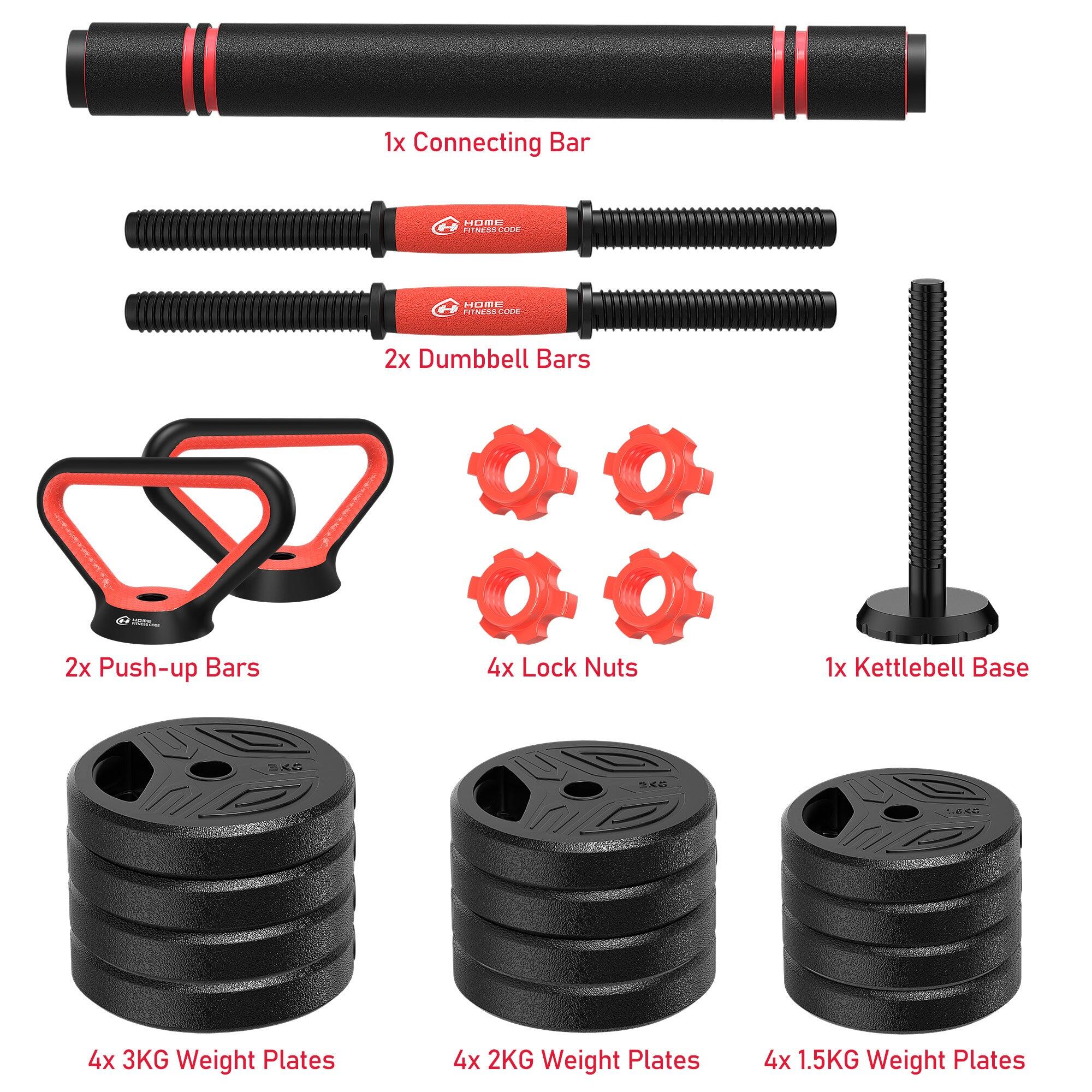 Fitness Set Haltères Multifonction 4-En-1 Ajustable 26kg 3/4