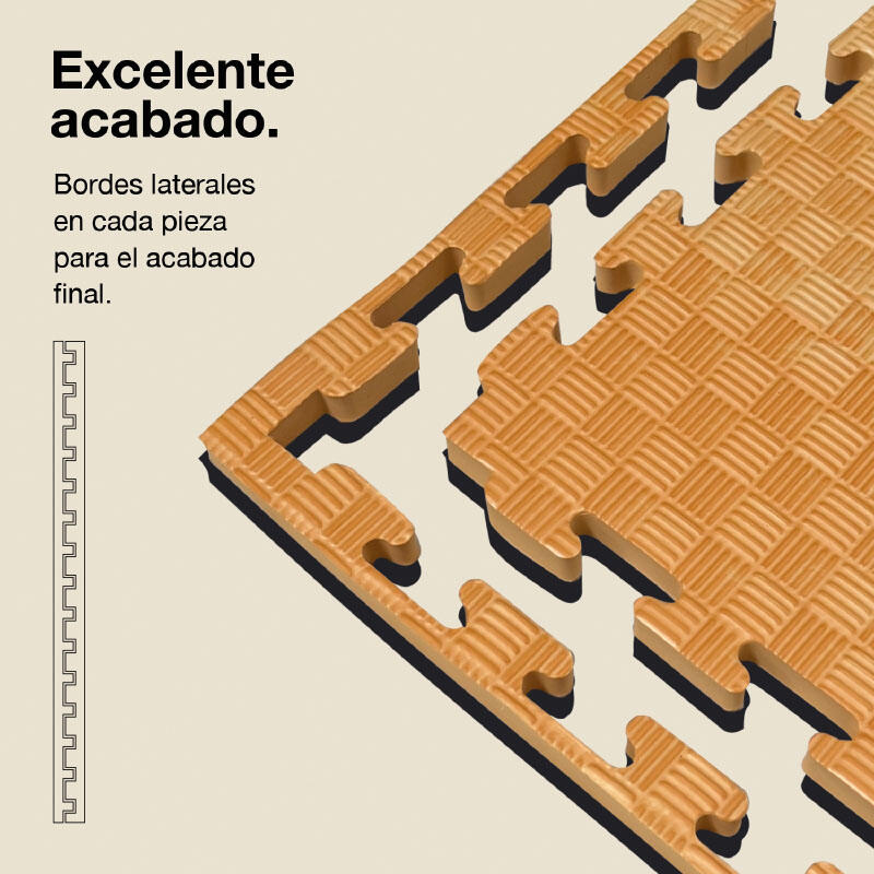 JOWY Tatame puzzle 1x1m 4cm, Modelo 5 linhas Madeira/Preto 3/6