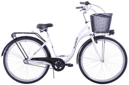 Rower miejski damski 28 KOZBIKE biało czarny 3 biegi V-Brake