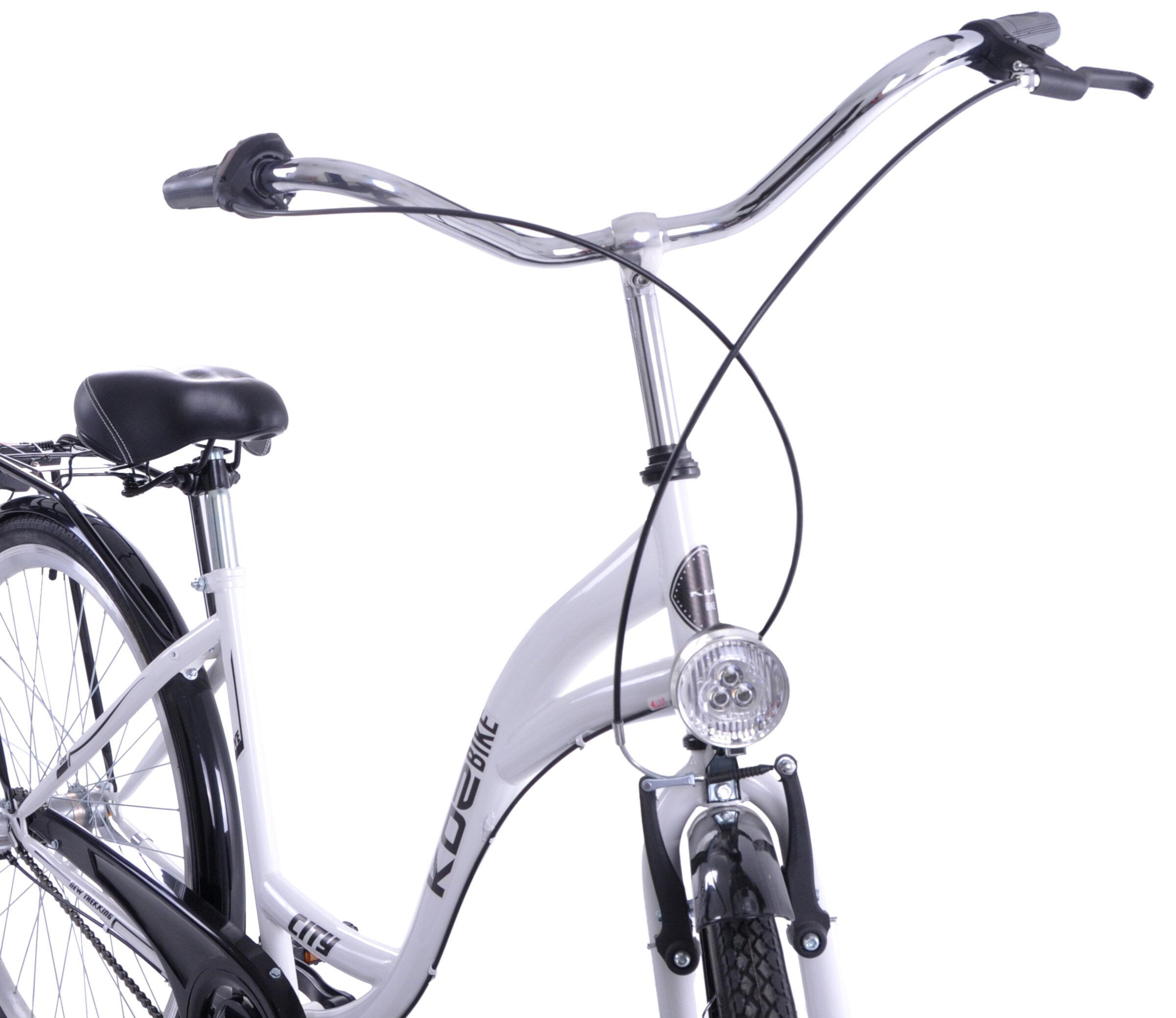 Rower miejski damski 28 KOZBIKE biało czarny 3 biegi V-Brake 4/5