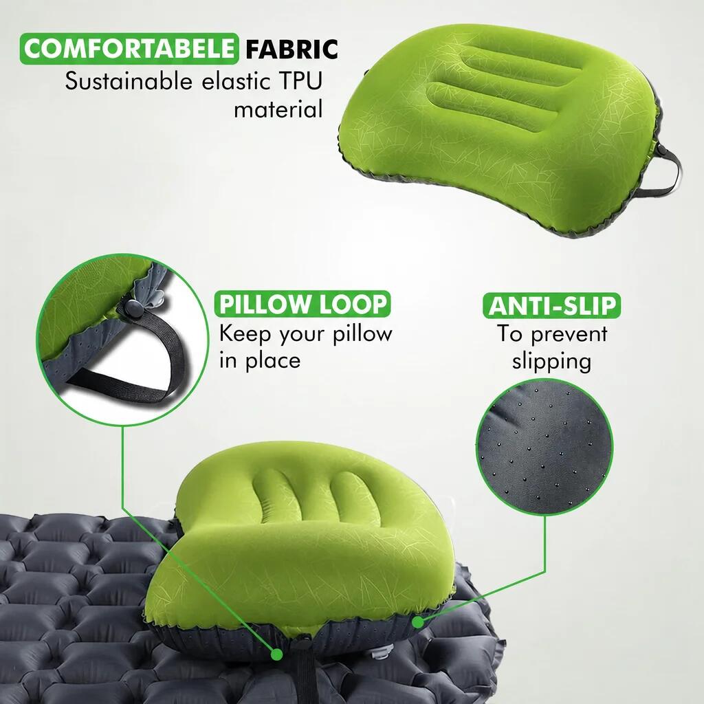Almohada de viaje inflable - Verde 3/6