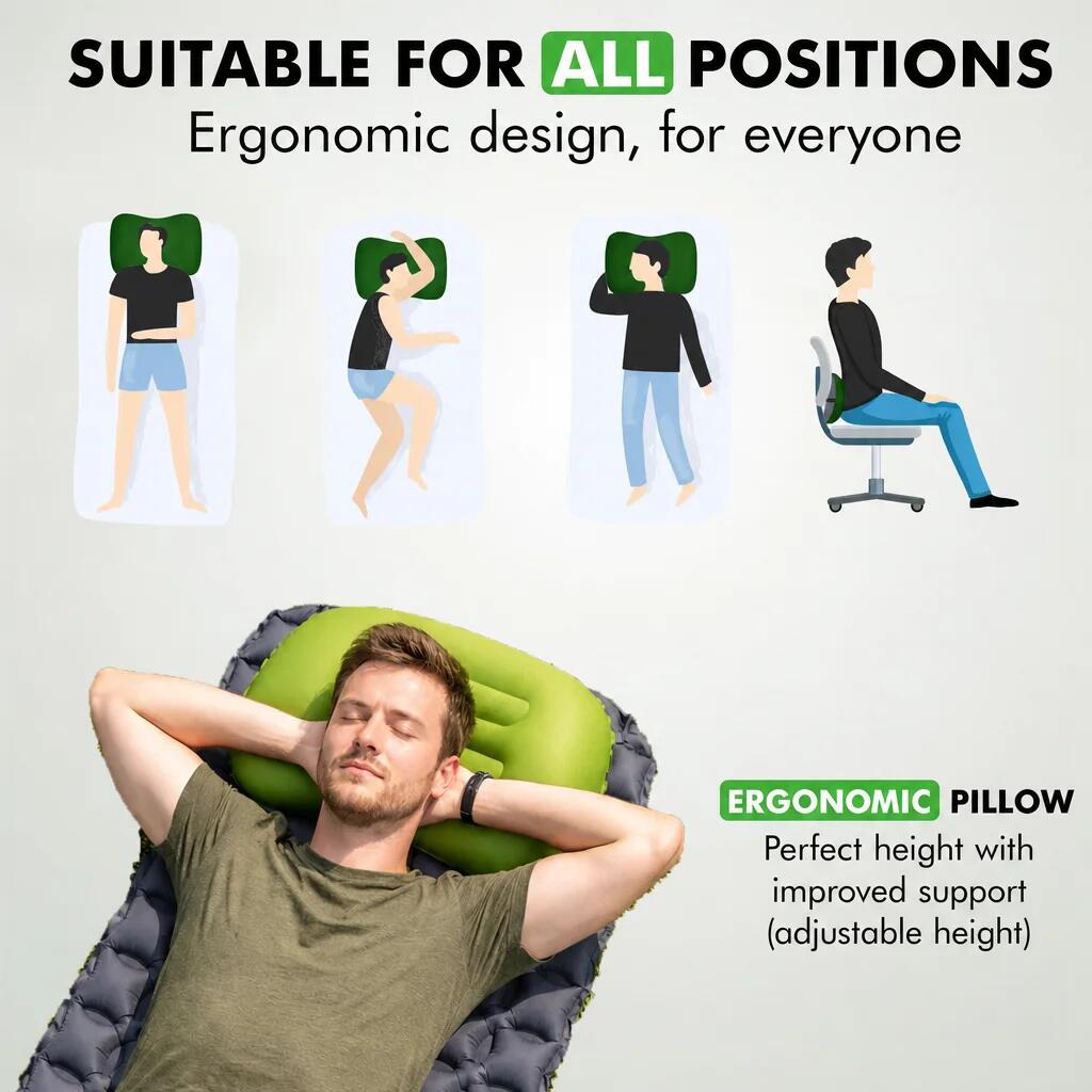 Almohada de viaje inflable - Verde 4/6