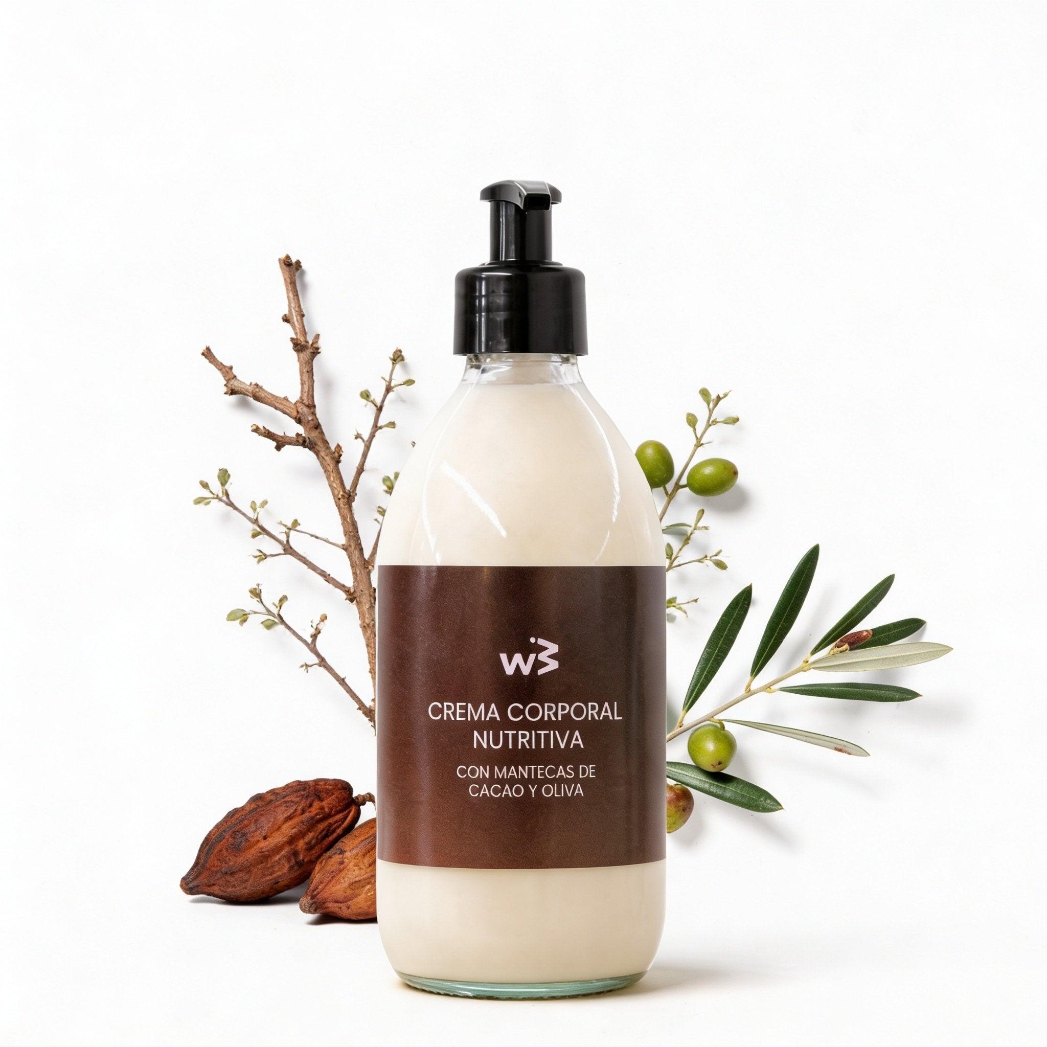 Crema Corporal Nutritiva Wellbeinn — Cacao Ecológico + Aceite de Oliva 250ml | V 3/6