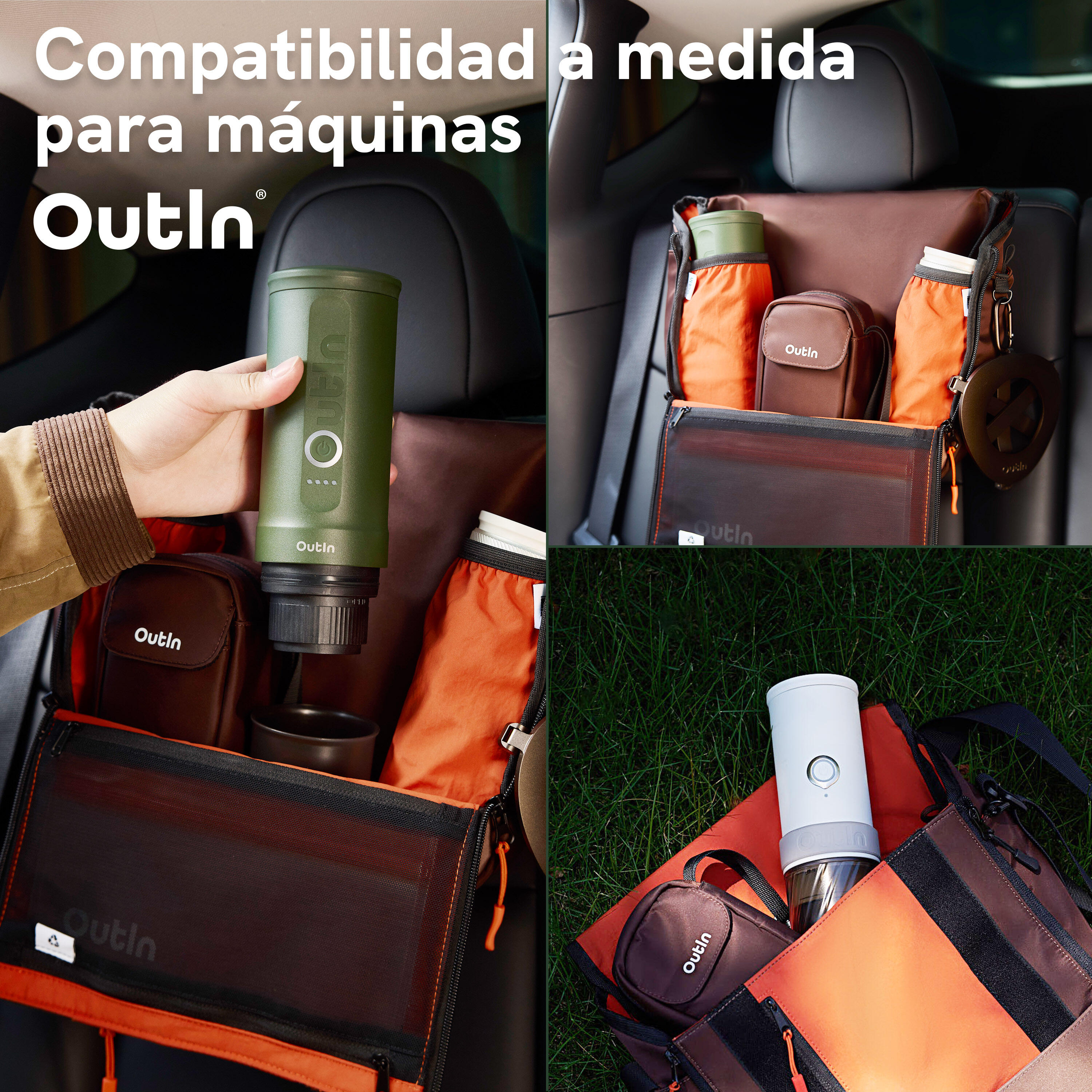 Outin Flex Messenger bolsa bandolera resistente al agua, marrón cálido 2/5