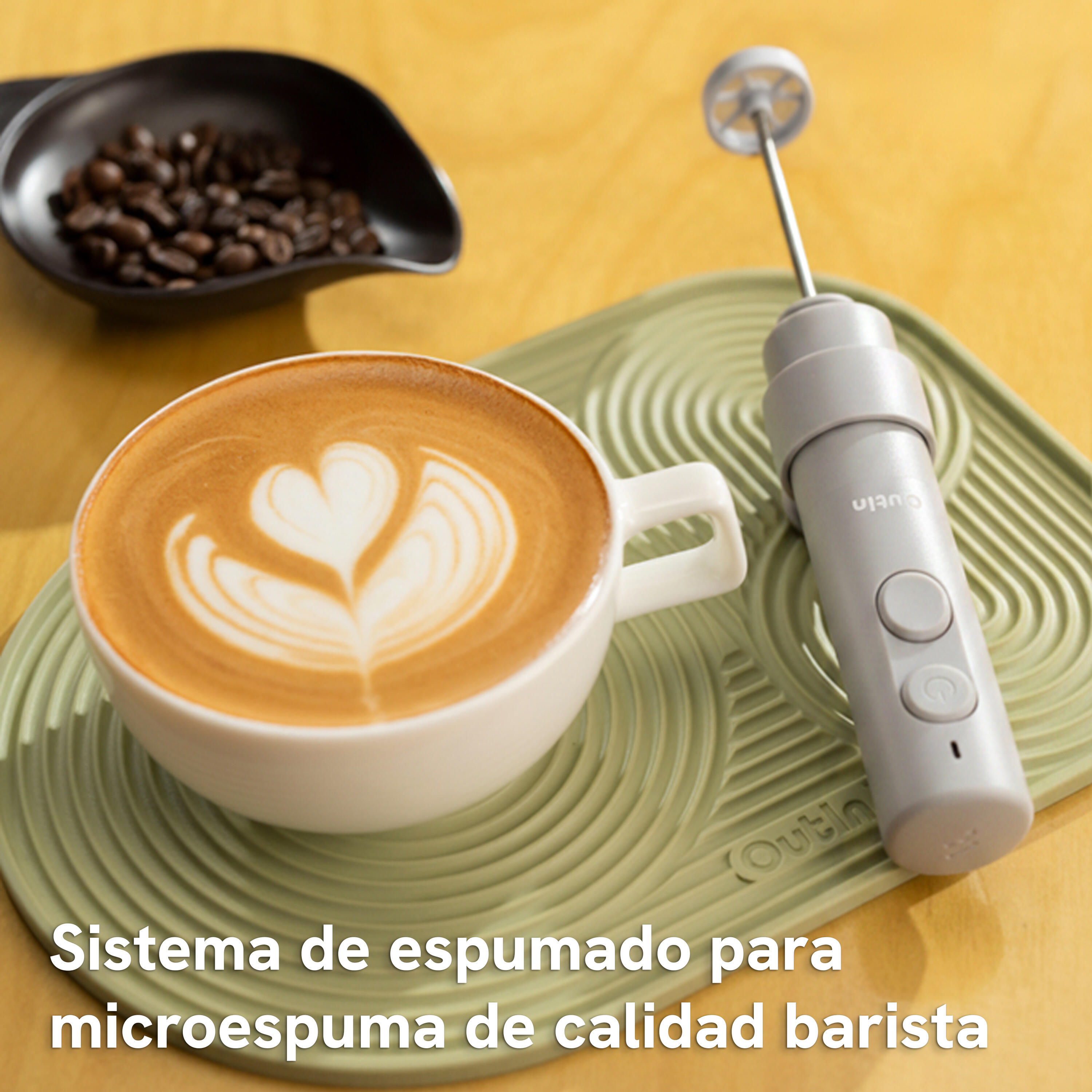 Outin LattoGo espumador de leche portátil, plata 4/5