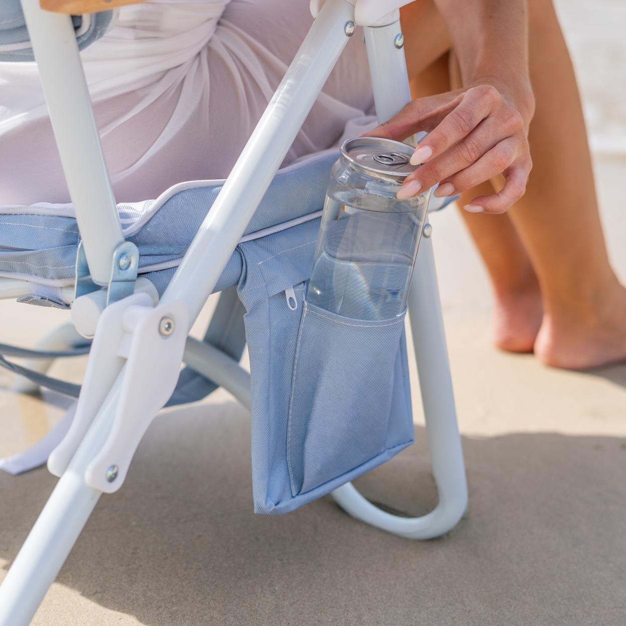 Flamingueo chaise plage inclinable rembourrée bleue 3/7