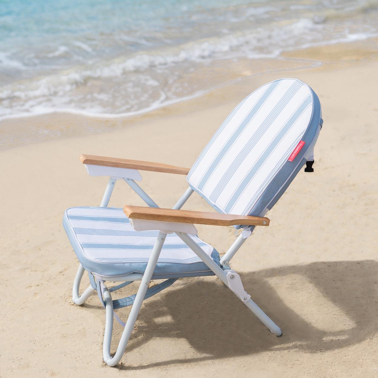 Flamingueo chaise plage inclinable rembourrée bleue 2/7