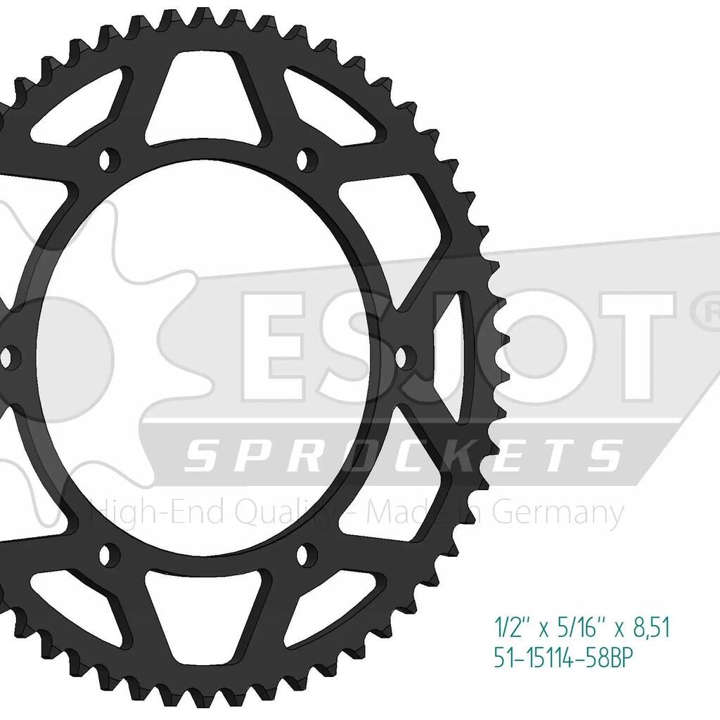ESJOT 428 Sprocket - 63-Tooth Aluminium, Black.