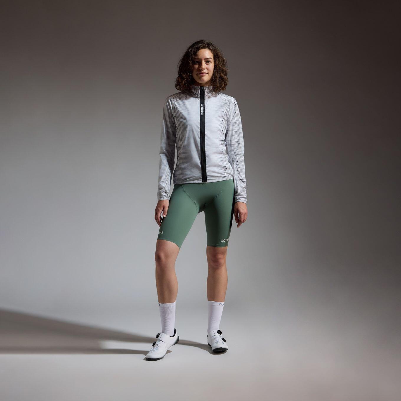 Chaqueta cortavientos Gore Wear Spinshift Pixel blanca/gris para mujer 3/5