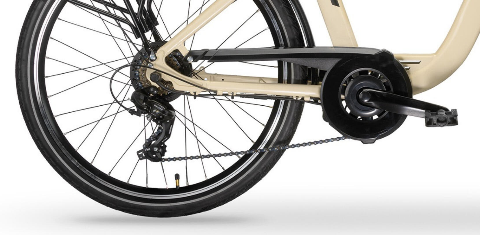 Elektrische stadsfiets NEW RHEA 26 inch, crème 2/3