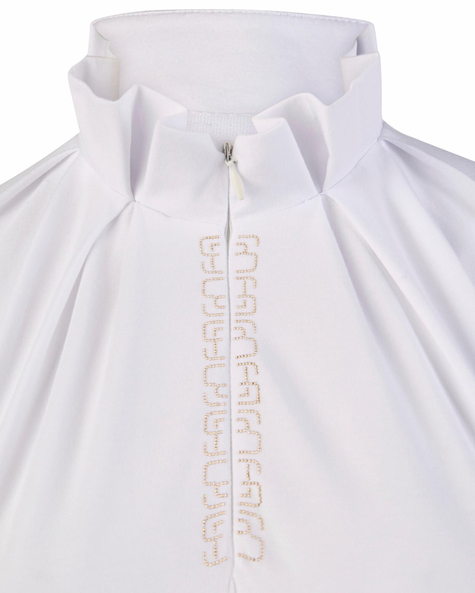 Top Damen mit Faltenkragen weiß 6/7