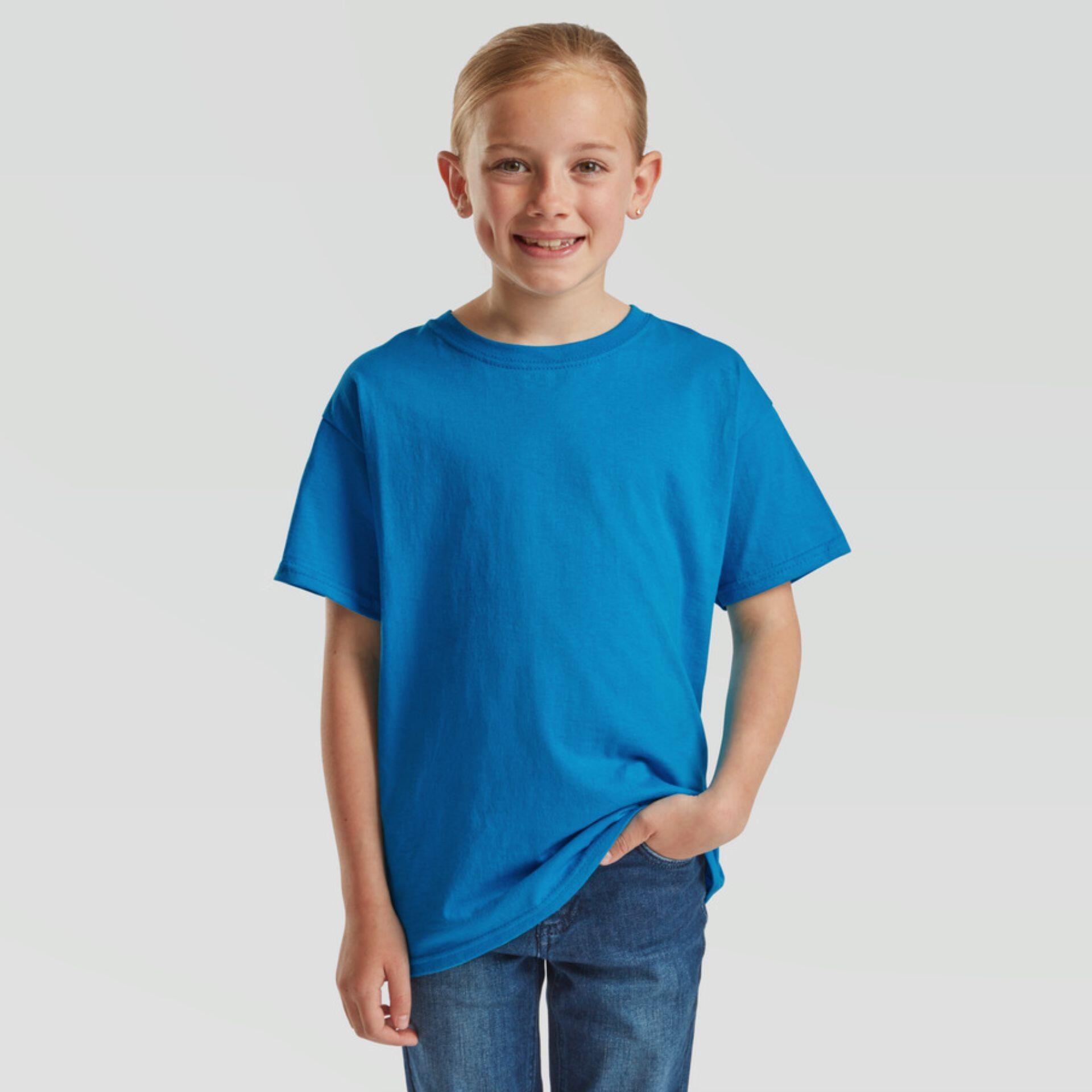 T-shirt enfant Fruit of the Loom Valueweight bleu azur - 5-6 ans 1/1