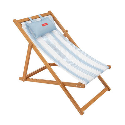 Flamingueo sedia spiaggia legno reclinabile blu