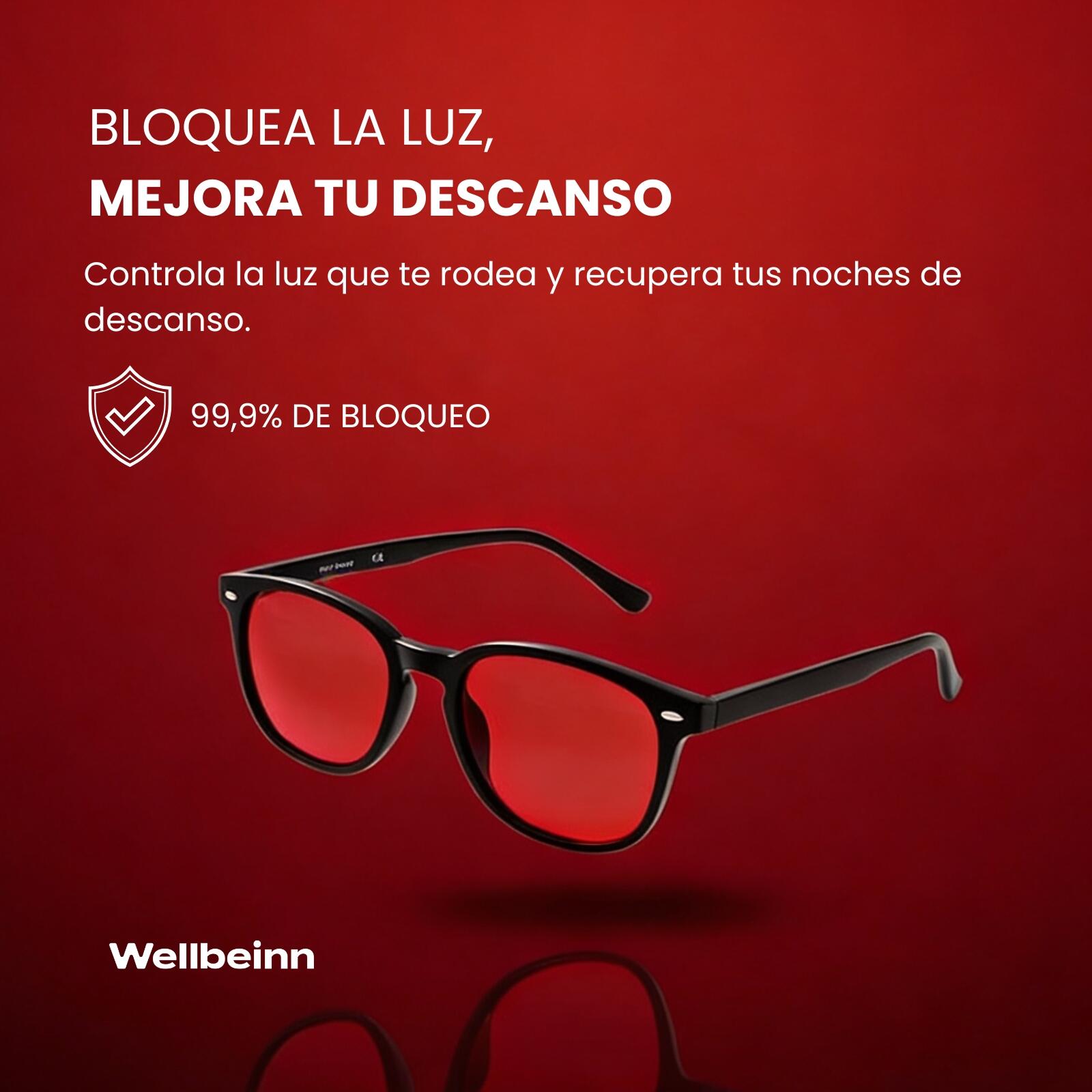 Gafas Red Horizon by Wellbeinn — Filtro Luz Azul y Verde para Mejorar el Sueño 3/7