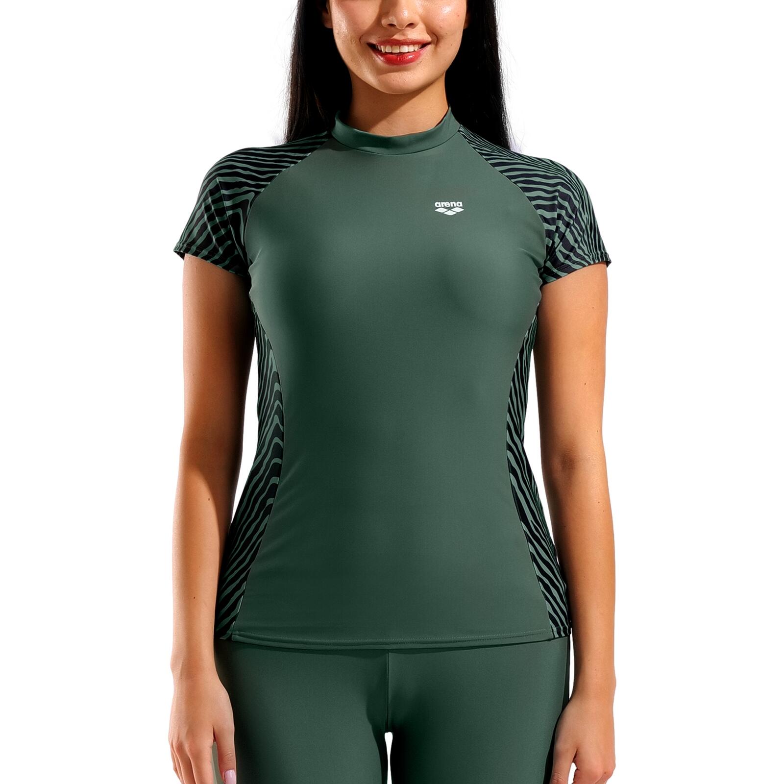 T-Shirt leicht bequem Damen - Swim S/S Rash Vest Allover 3/6