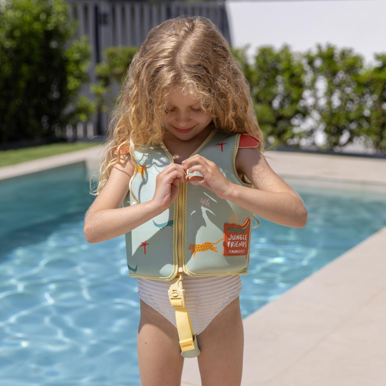 Flamingueo Chaleco Natación Niños Piscina Neopreno Verde 3/6