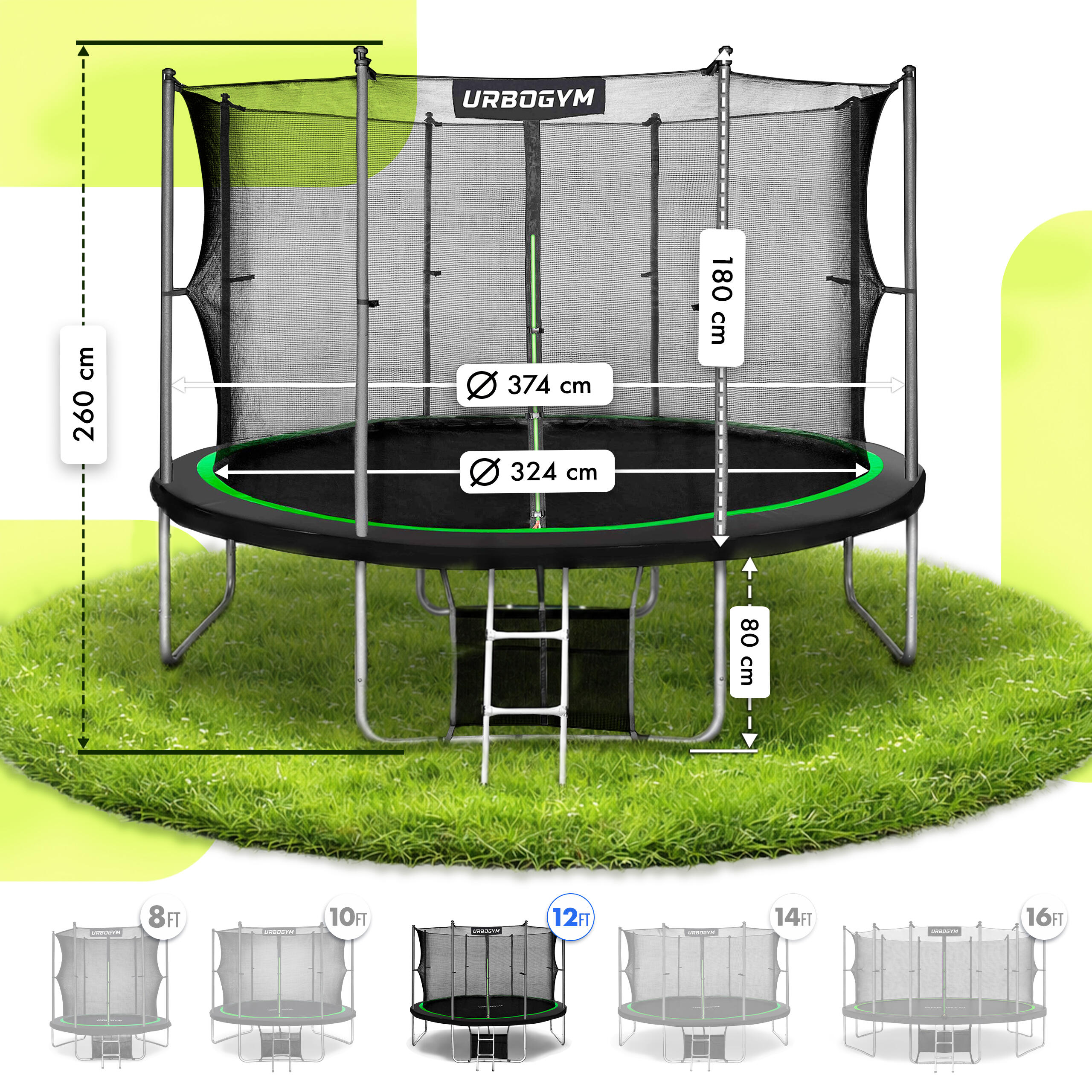Trampolina ogrodowa Urbogym Jumper 12FT 374 cm 4/7
