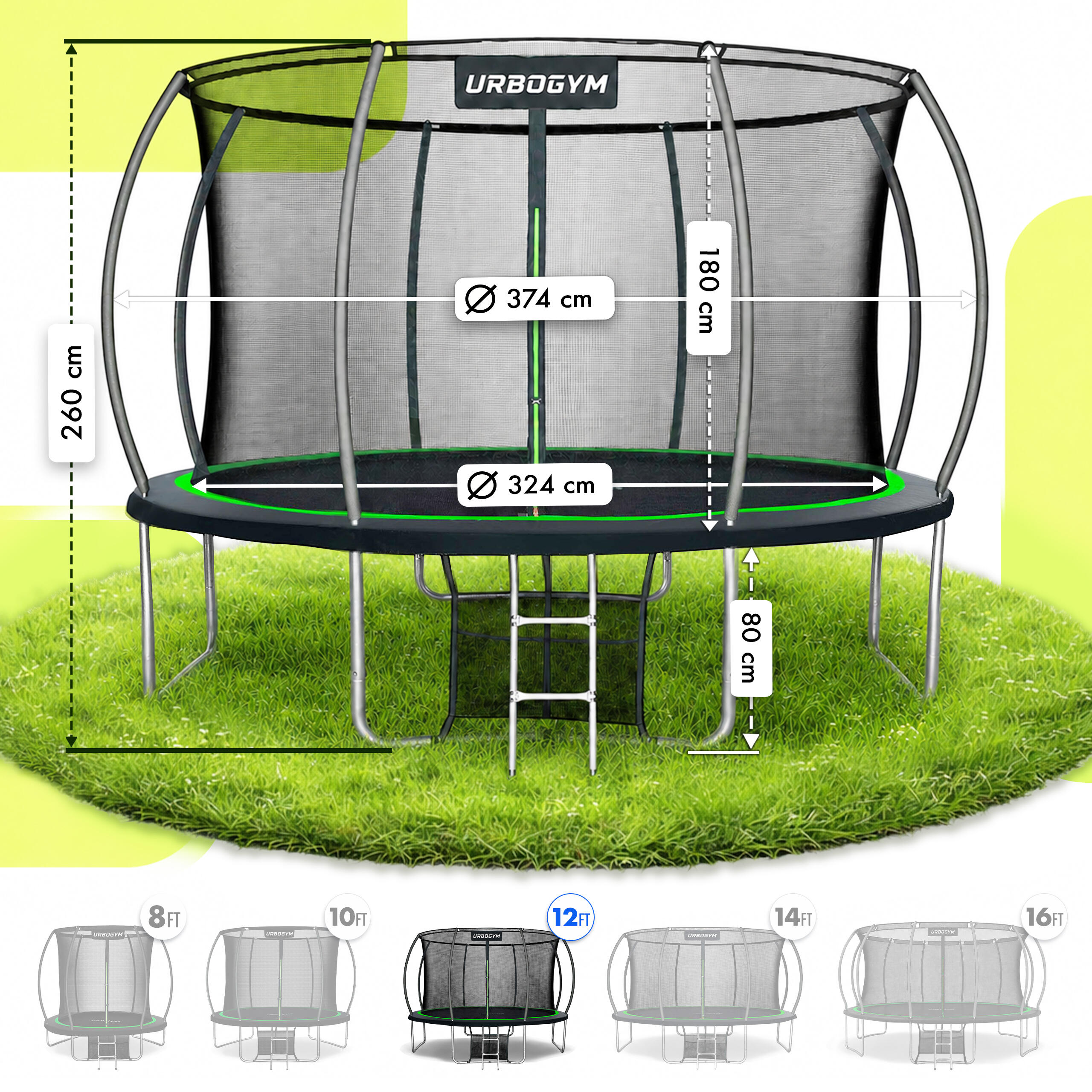 Trampolina ogrodowa Urbogym Infinity 12FT 374 cm 4/7
