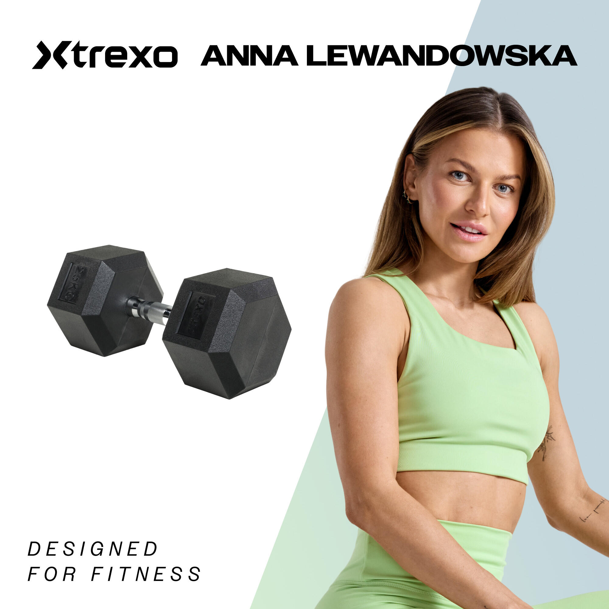 Haltère caoutchouté XTREXO Hex 25 kg 2/7