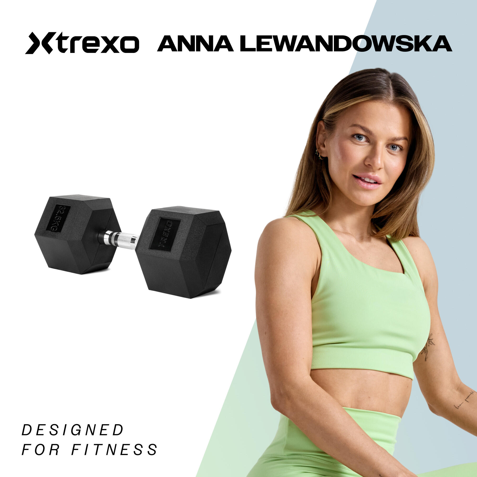 Hantel ogumowany XTREXO Hex 32.5 kg 2/7