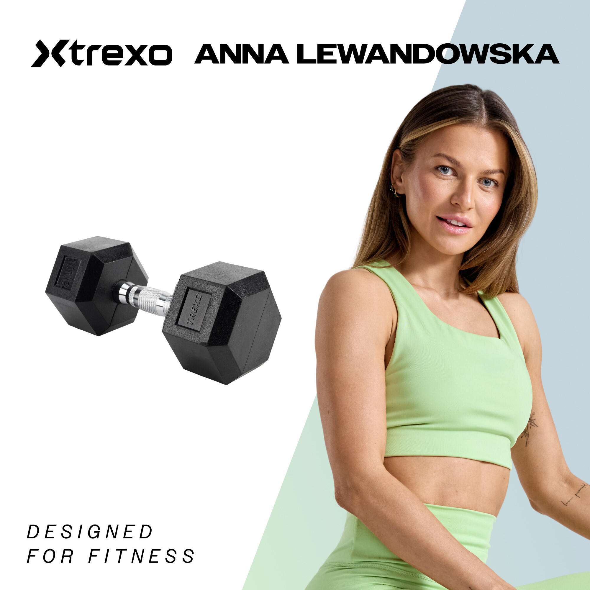 Hantel ogumowany XTREXO Hex 10 kg 2/7
