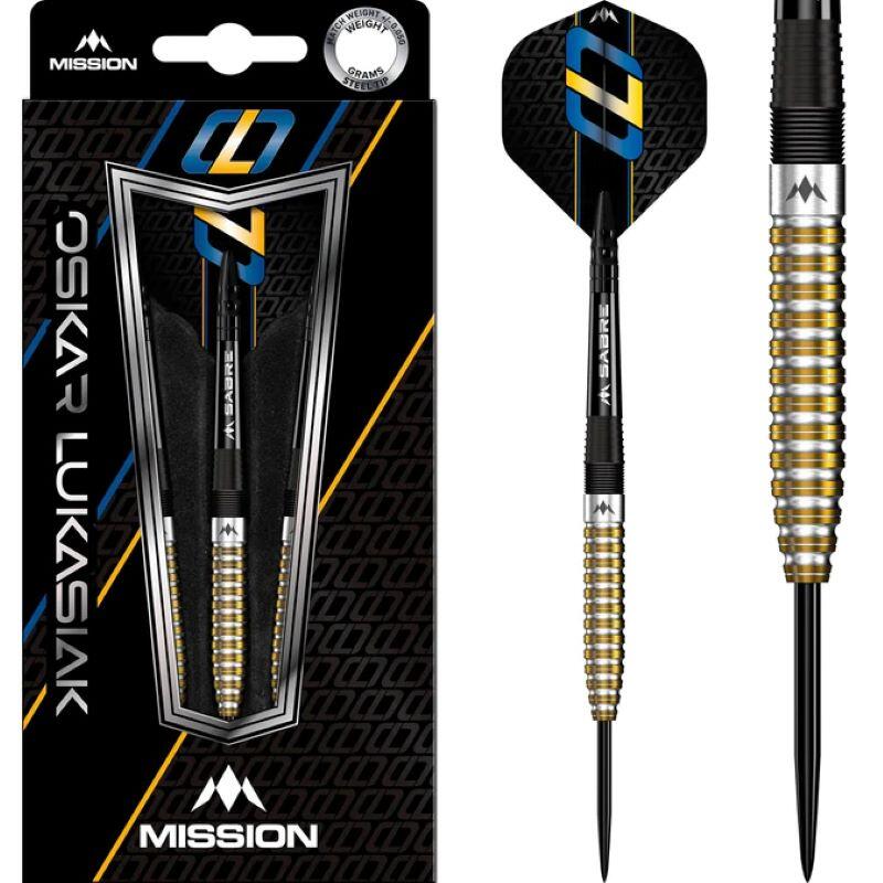 Mission Oskar Lukasiak 22g Steeldarts - 95% Tungsten - Black & Gold PVD 1/2