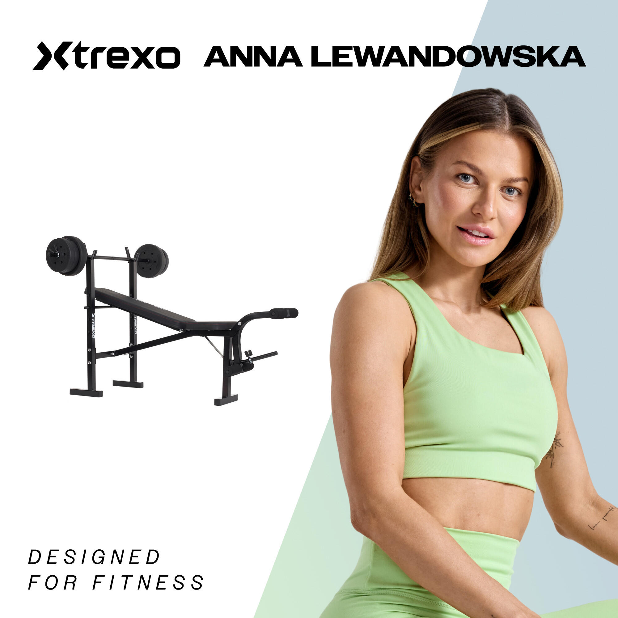 Banc d'entraînement XTREXO BenchFit Lite avec support et barre 2/2