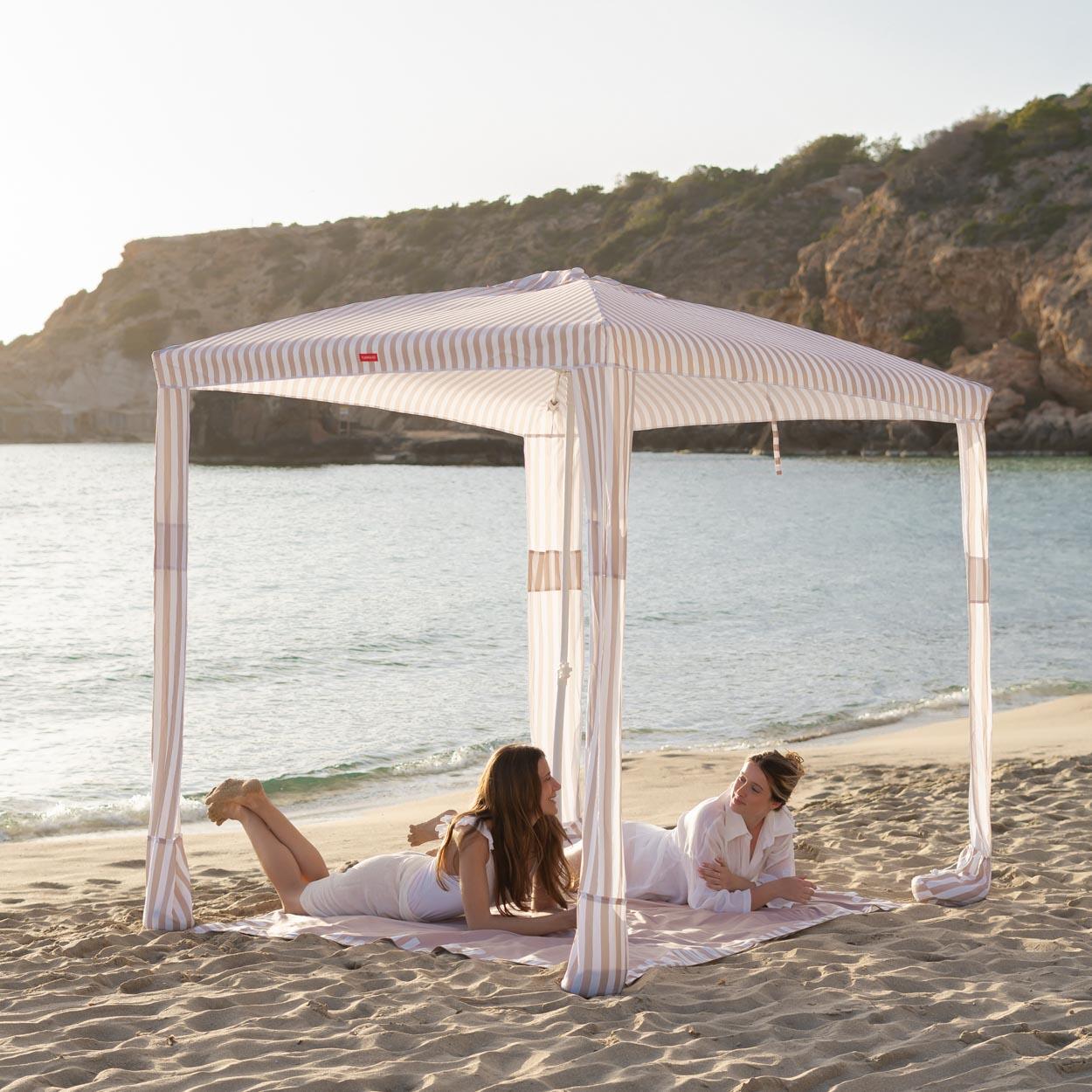 Flamingueo cenador playa jardín poliéster aluminio upf50+ beige 2/7