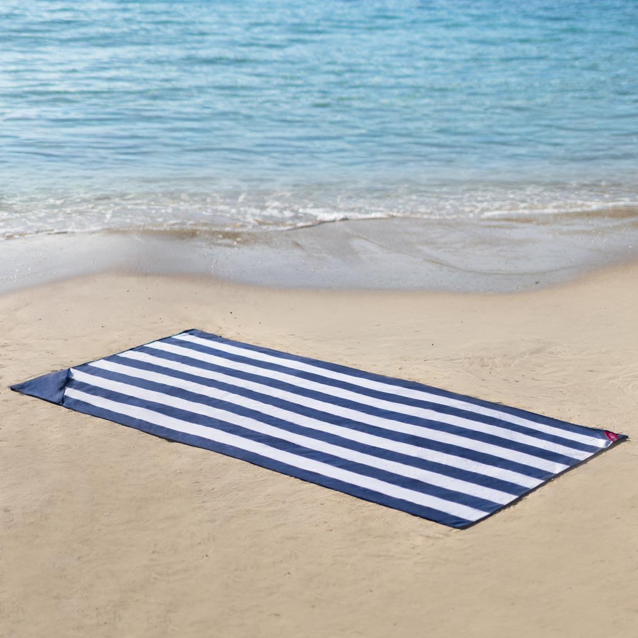 Flamingueo toalla playa microfibra con imanes azul 2/6
