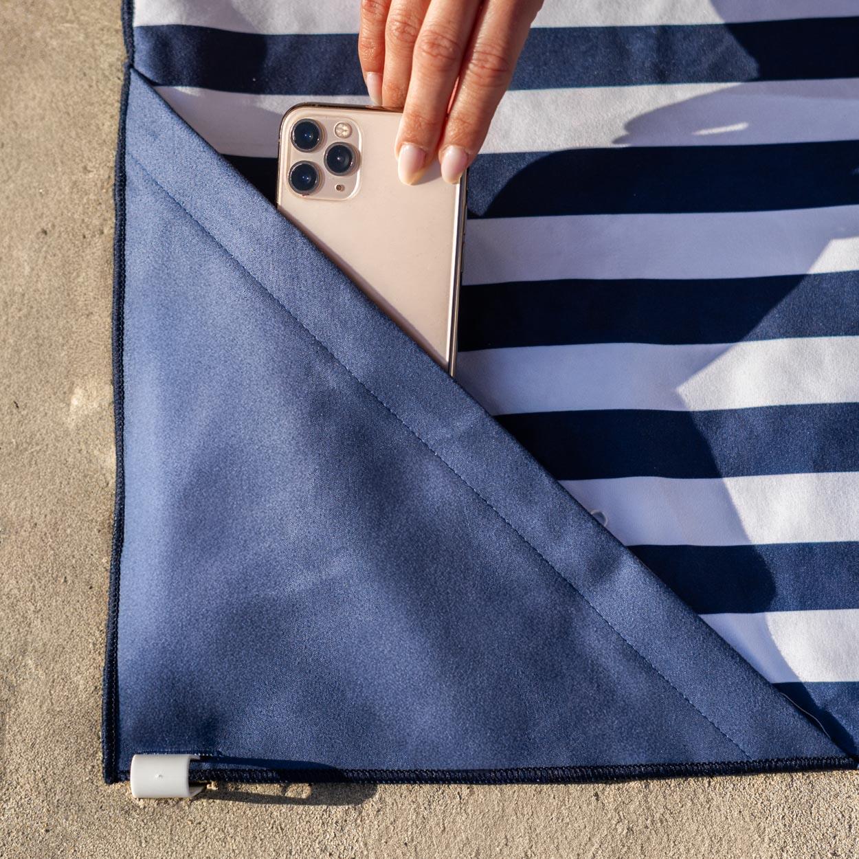 Flamingueo serviette de plage microfibre bleue 5/6