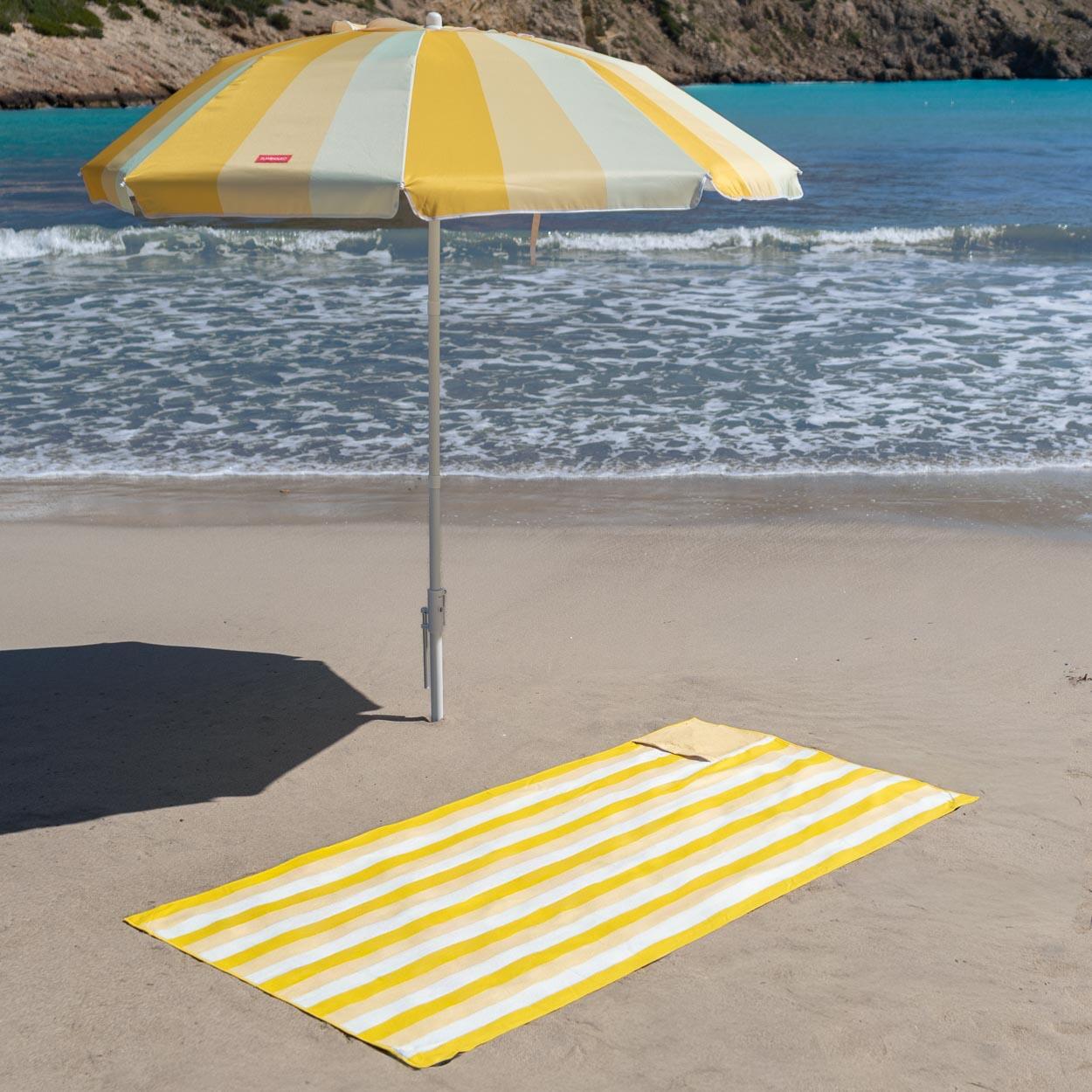 Flamingueo toalla playa microfibra con imanes amarillo 5/6